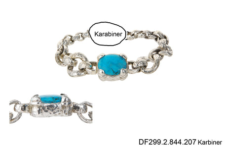 Silver Bracelet HAMMERED CHAIN with Dragon Claw Stone Holder