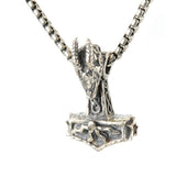 Silver Pendant THORS HAMMER and Dragon Head