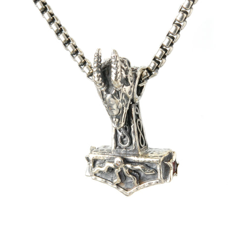 Silver Pendant THORS HAMMER and Dragon Head