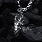 Silver Pendant DRAGON Head L with Diamond eyes