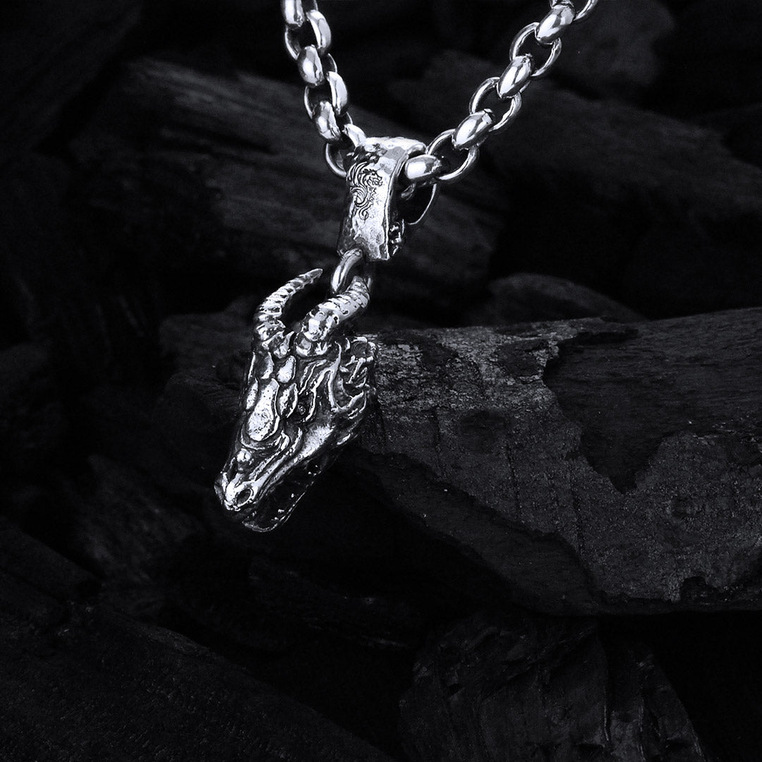 Silberner Anhänger DRACHENKopf S mit Diamantaugen
