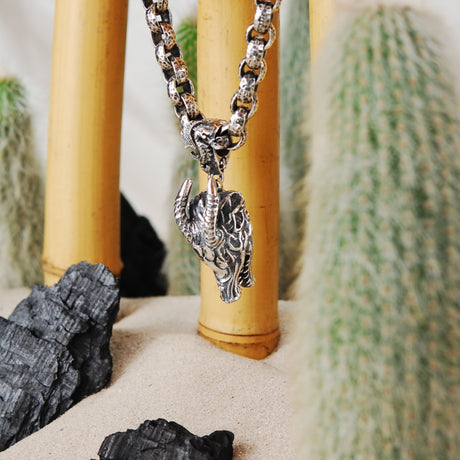 Silberner Anhänger DRACHENKopf L mit Diamantaugen