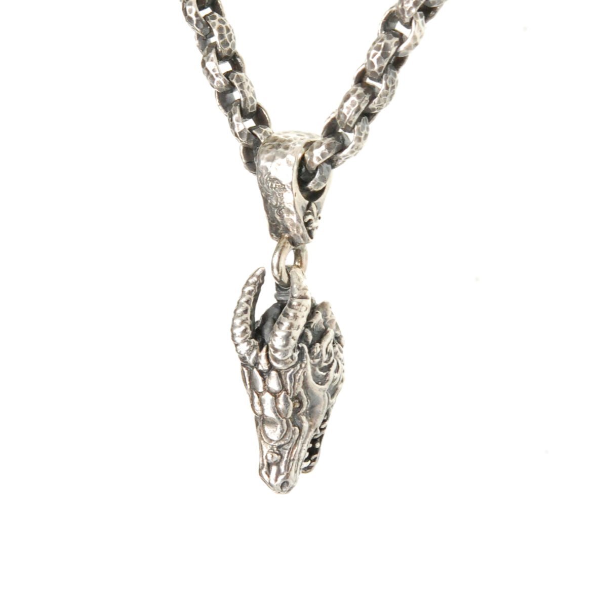 Silberner Anhänger DRACHENKopf S mit Diamantaugen