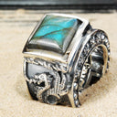 Silver Ring DRAGON FIRE Band  and Care Stone Holder