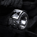Silver Ring DRAGON FIRE Band  and Care Stone Holder