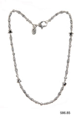 Silberne Halskette mit Mini-RÖHRCHEN und KUGELN Rough und Mini-STERNEN