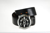 Baroque Frame Silver Belt Buckle + Lily on Sea ray leather