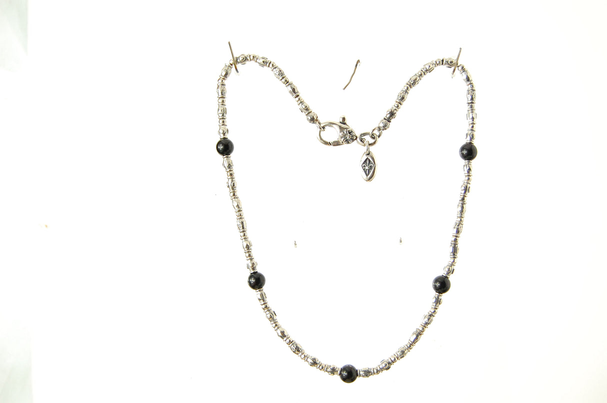 Silver Necklace Five BEADS with TUBES