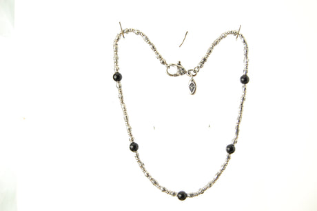 Silver Necklace Five BEADS with TUBES