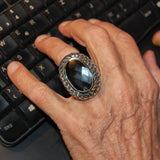 Silver Ring DRAGON SCALES with Oval Stone