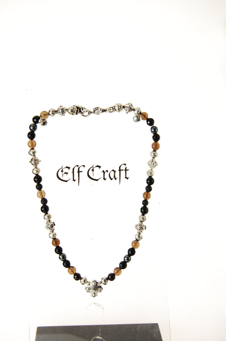 Neck Chain BEADS and Faceted PLAIN CROSS Balls