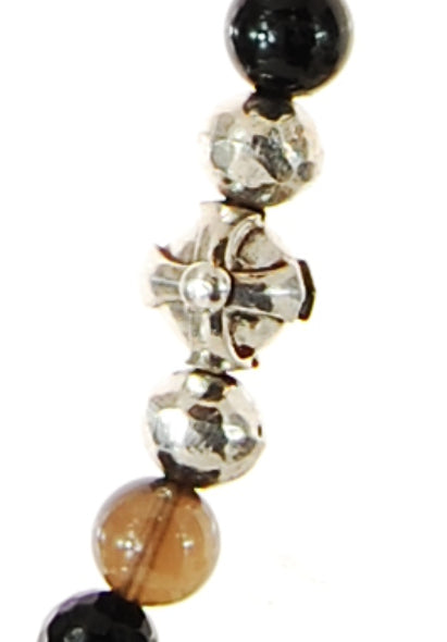 Neckchain BEADS and Faceted PLAIN CROSS Balls