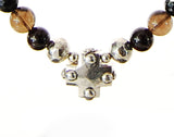 Neckchain BEADS and Faceted PLAIN CROSS Balls