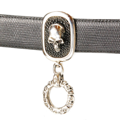 Silver Belt Clip SKULL Oval with Searay and a Strong Skulls Ring