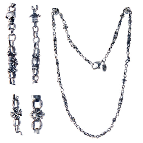 Silver Neckchain FETISHCHAIN with Peas X Skulls Lilies Sprouts Twisted  Liliesballs Scales Balls