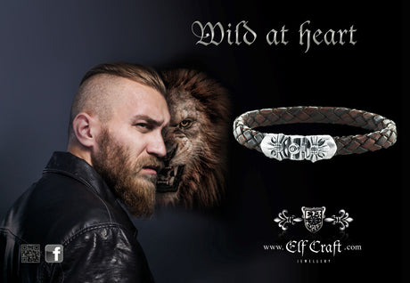 Silver-Leather Bracelet MALTESER CROSS with METEORITE Silver Jointlock 10