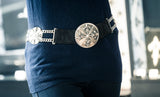 Silver Round Conchas Belt with Chains and LILY STARS