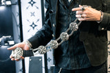Silver Round Conchas Belt with Chains and LILY STARS