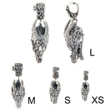 Silver Pendant DRAGON  Head M  Diamond Eyes