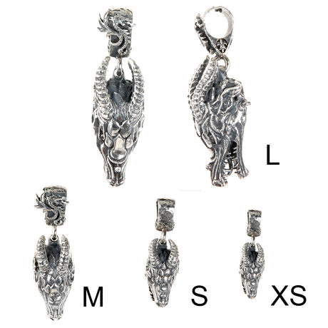 Silver Pendant DRAGON  Head M  Diamond Eyes
