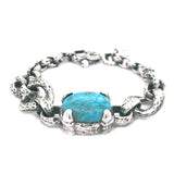 Silver Bracelet HAMMERED CHAIN with Dragon Claw Stone Holder