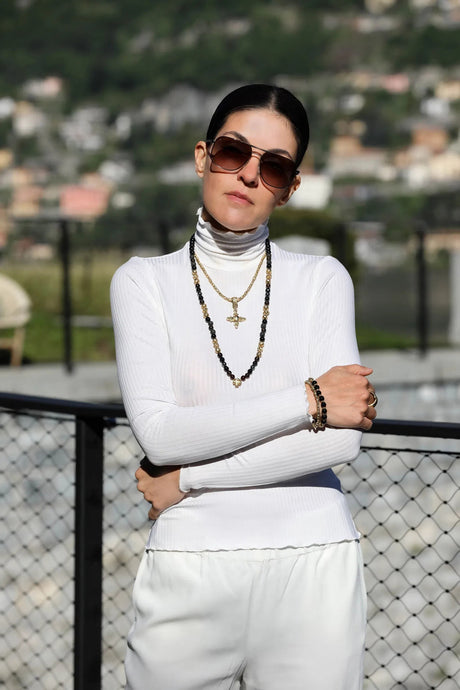 Bracelet Mini TUBES DECOR and Mini Balls 24ct Gold Plated on Silicon Rubber