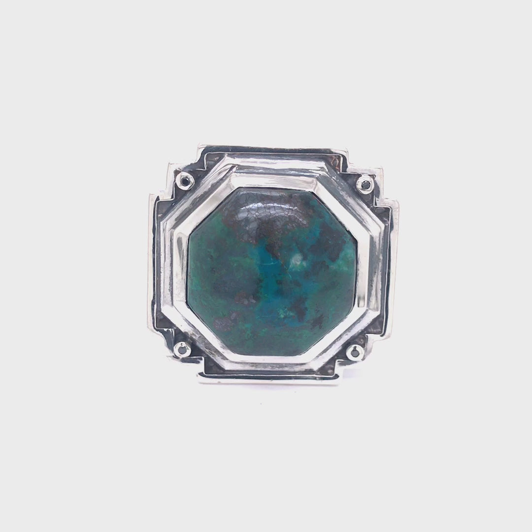 Silver Ring Faceted Body Rivets and OCTAGON with