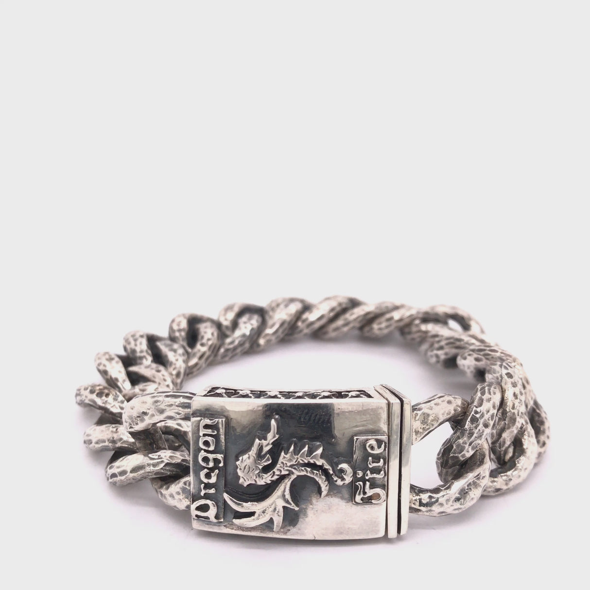 Silver Bracelet DRAGON FIRE hammered links S