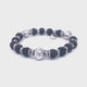 Silver and Beads Bracelet with FACETED SILVER BALLS on Rubber