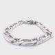 Silver Bracelet FIGARO Chain Faceted with Lily Carabiner 14