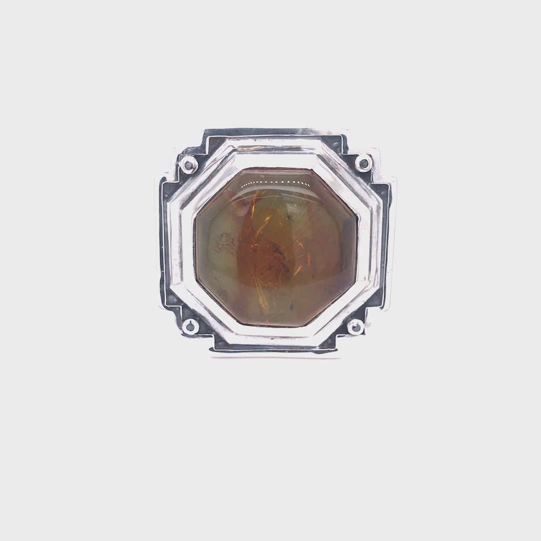 Silver Ring Faceted Body Rivets and OCTAGON with