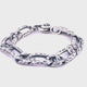 Silver Bracelet FIGARO Chain Hammered with Lily Carabiner 14