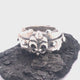 Silver Ring Faceted Body with Rivets and Upright Lily