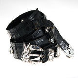 Silver Beltset CARNIVAL in VENICE with Black Croco Strap