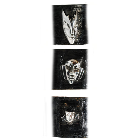 Silver Beltset CARNIVAL in VENICE with Black Croco Strap