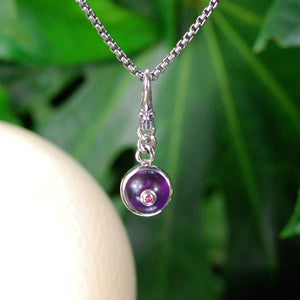 Silver Pendant Amethyst TITTS with Ruby Nippel