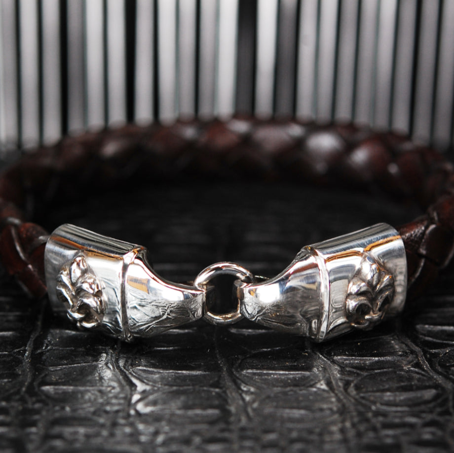 Silbernes Lederarmband schlicht mit LILIEN Haken und Ose Verschluss fur 13 mm Leder