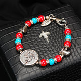 Silver Bracelet Beads DRAGON COIN and Teeth