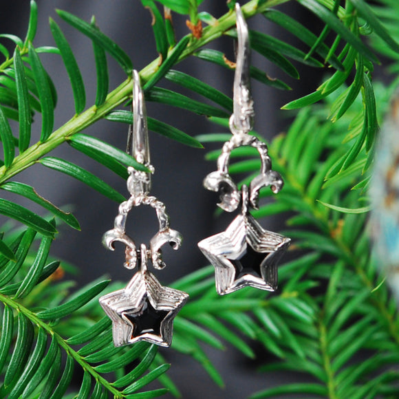 Silver Earhanger ELFIN STAR and Stone
