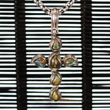 Silver Pendant Cross with PAISLEY Stones