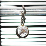 Silver Pendant Ball with Faceted Stone on Lily Hook White