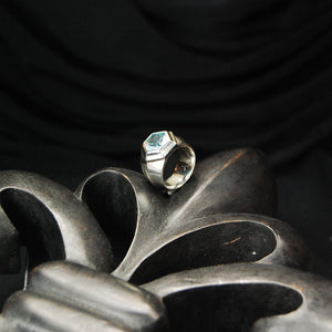 Silver Ring HEXAGON  FF Stone