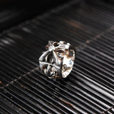 Silver Ring SPROUTS CROSS L open and Stone