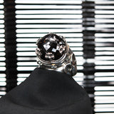 Silver Ring CROWNED STONE Crossholder on Star Band
