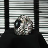 Silver Ring MAGIC with SHIELD and Oval Stone