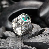 Silver Ring DRAGON SCALES Round Holder