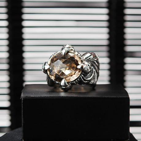 Silver Ring MAGIC PLANT Band and DRAGON Claw Stoneholder