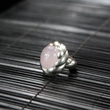 Silver Ring SPIRAL Fat Band and Oval SPIRAL Holder Rough