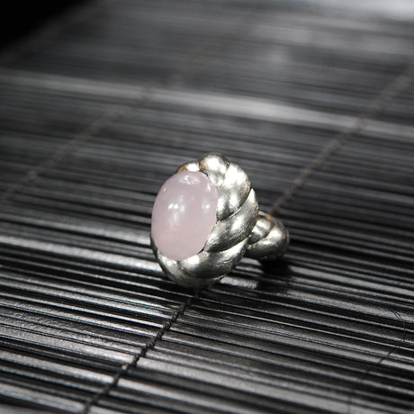 Silver Ring SPIRAL Fat Band and Oval SPIRAL Holder Rough