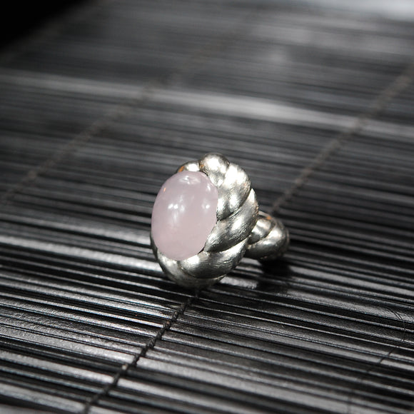 Silver Ring SPIRAL Fat Band and Oval SPIRAL Holder Rough